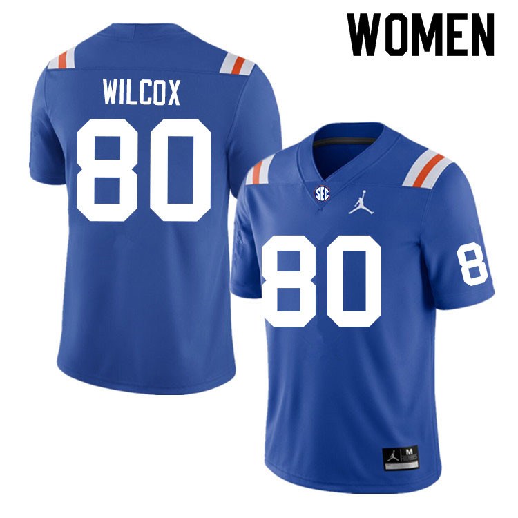 Women #80 Gage Wilcox Florida Gators College Football Jerseys Sale-Throwback
